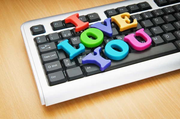 Adoro-te palavras no teclado. — Fotografia de Stock