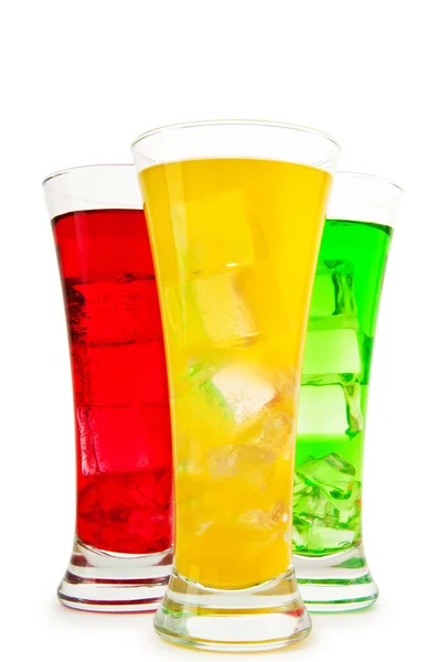 stock image Colourful cocktail in glasses with ice