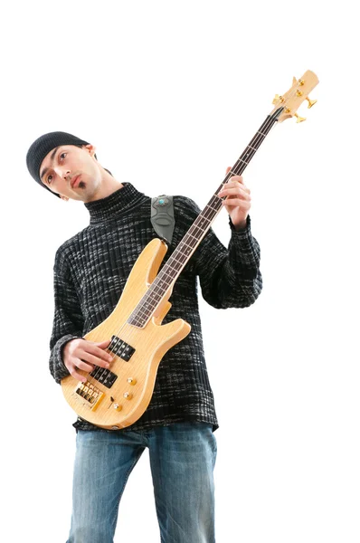 Kytara hráč izolovaný na bílém pozadí — Stock fotografie