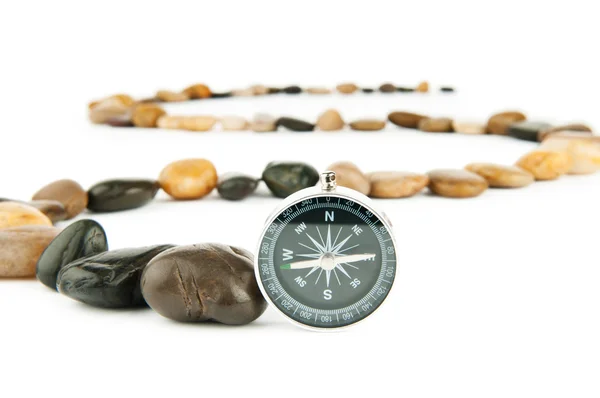 Pebbles e seixos isolados sobre branco — Fotografia de Stock