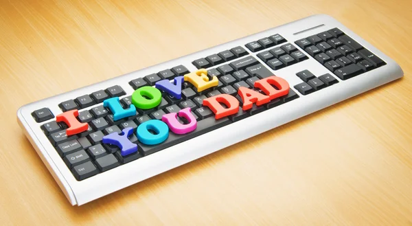 Adoro-te, pai. Palavras no teclado. — Fotografia de Stock
