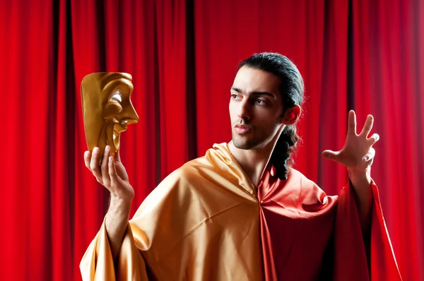 Actor with maks in a funny theater concept Royalty Free Stock Images