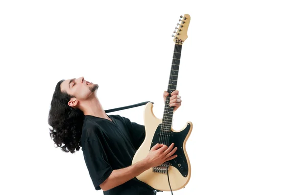 Guitarrista aislado en el fondo blanco — Foto de Stock