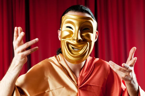 Actor with maks in a funny theater concept Royalty Free Stock Photos