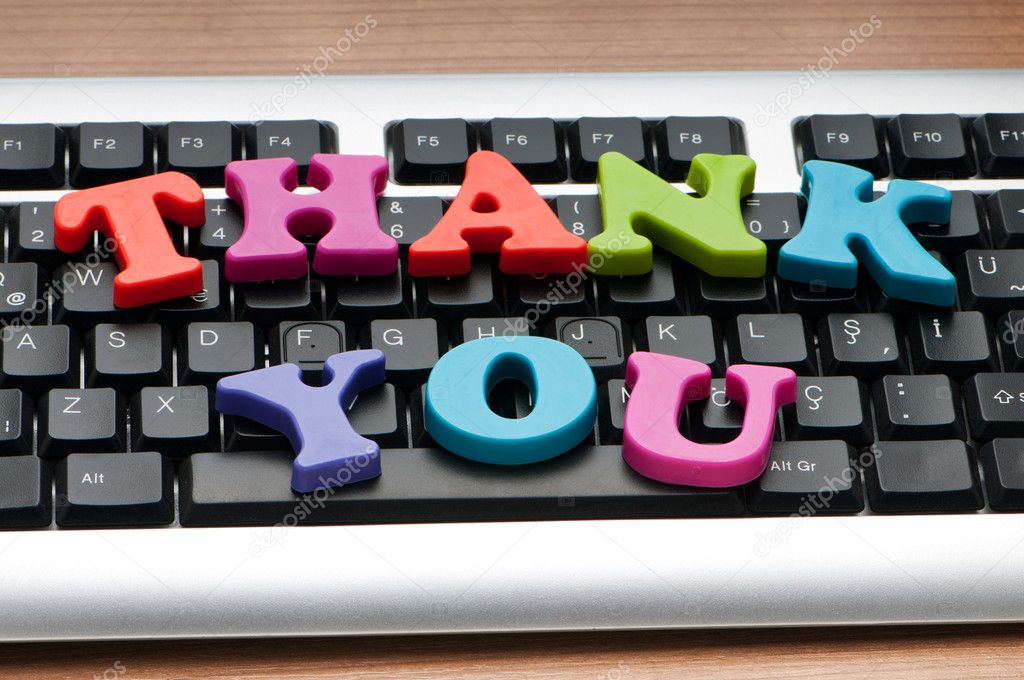 Thank you message on the keyboard