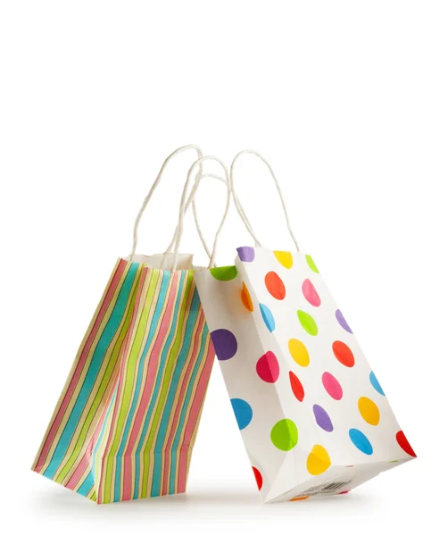 Färgglada papper shoppingkassar isolerad på vit — Stockfoto