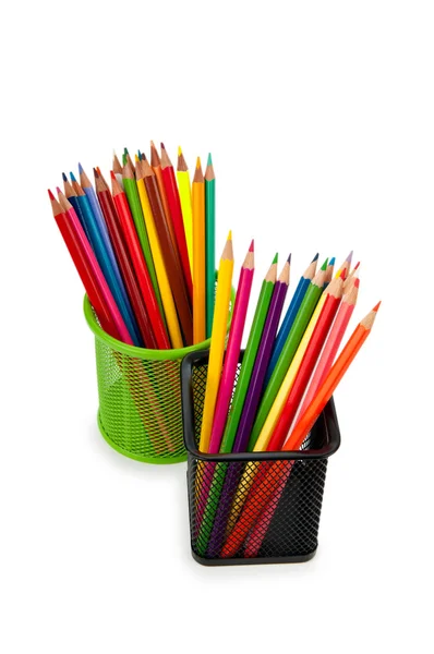 Kleurrijke potloden geïsoleerd op wit — Stockfoto