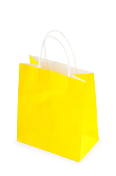 Bolsas de compras de papel de colores aisladas en blanco —  Fotos de Stock