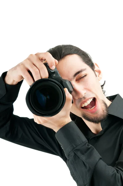 Fotograf med digitalkamera — Stockfoto
