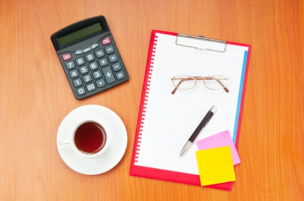 Desk top with many items — Stock Photo, Image