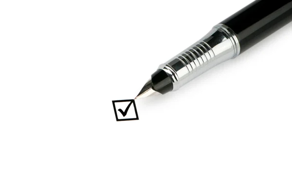 Pen and tick boxes on white — Stock Photo, Image
