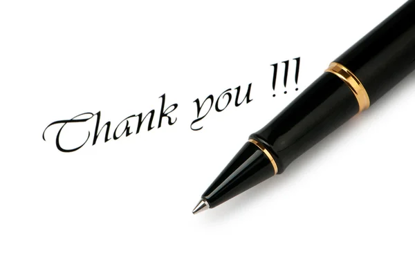 Thank you message and pen on white — Stock Photo, Image