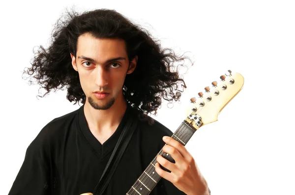 Guitar player isolated on the white background — Stock Photo, Image