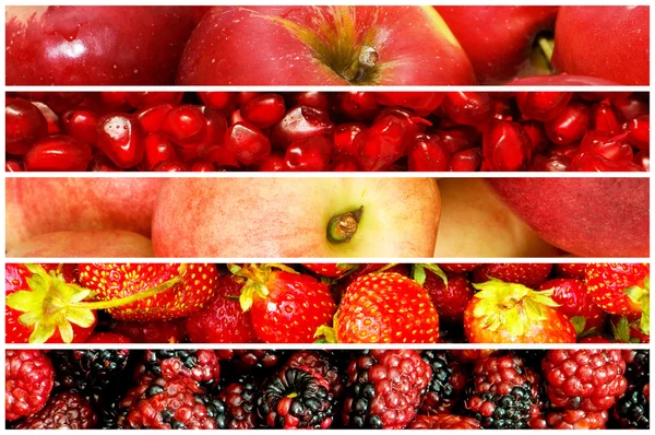 Kollage av många frukter och grönsaker — Stockfoto