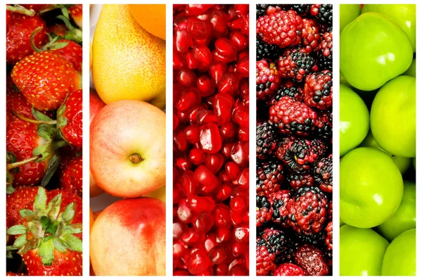 Collage van veel groenten en fruit — Stockfoto