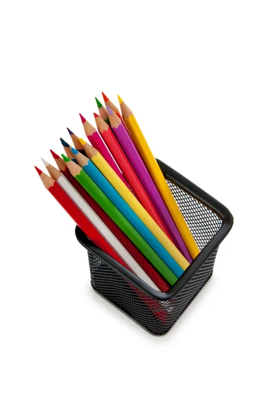 Kleurrijke potloden geïsoleerd op wit — Stockfoto