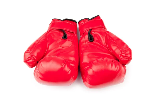 Luvas de boxe vermelhas isoladas em branco — Fotografia de Stock