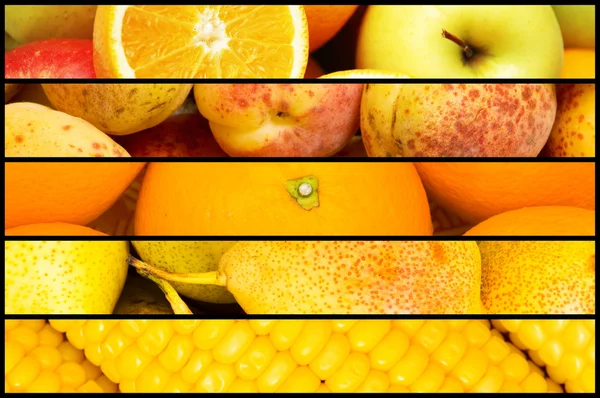 Kolase dari banyak buah-buahan dan sayuran — Stok Foto