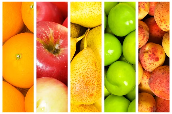 Kollage av många frukter och grönsaker — Stockfoto