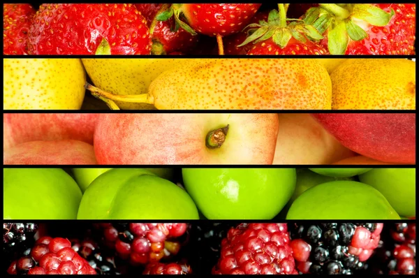 Collage de nombreux fruits et légumes — Photo