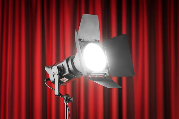 Curtains and projector lights wtih space for your text — Stock Photo, Image