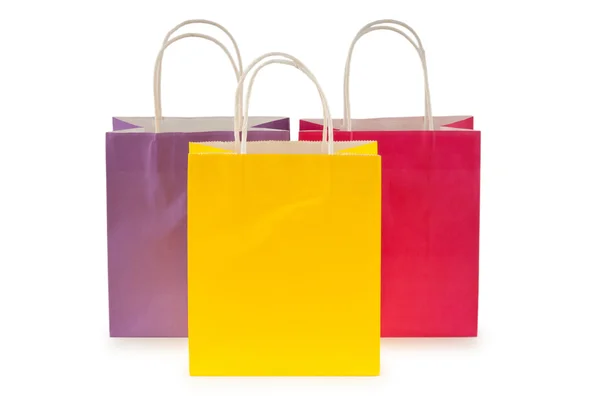 Colourful paper shopping bags isolated on white Stock Photo