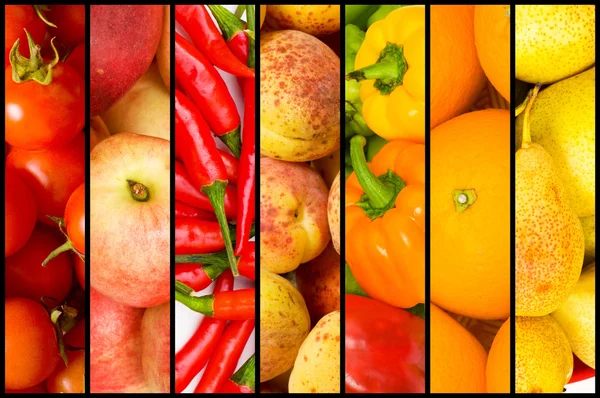 Collage of many fruits and vegetables Royalty Free Stock Photos