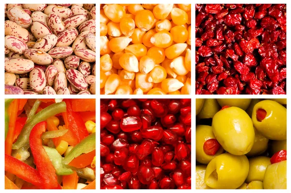 Sok gyümölcs és zöldség kollázsa — Stock Fotó