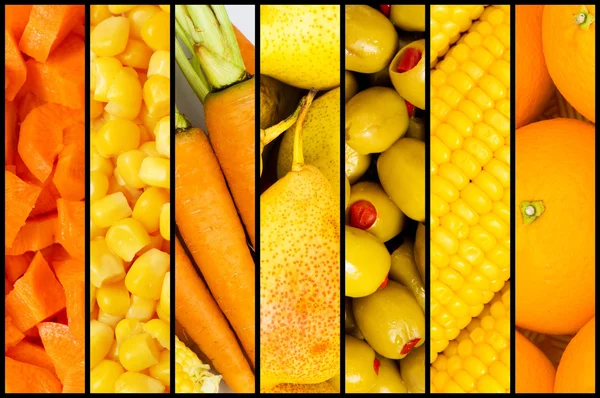 Sok gyümölcs és zöldség kollázsa — Stock Fotó