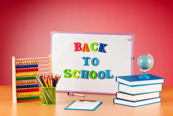 Back to school concept with many items — Stock Photo, Image