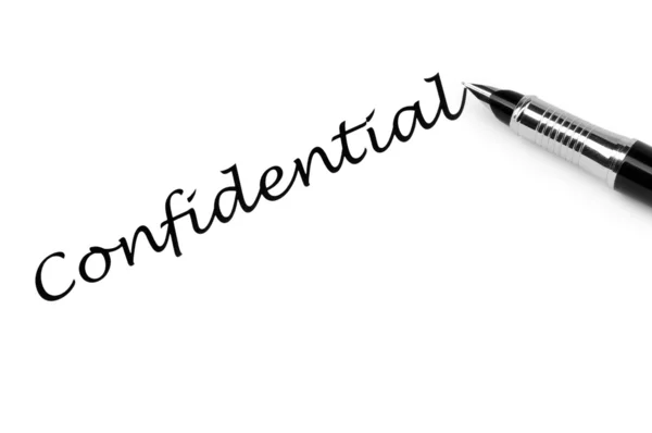 stock image Pen and confidential message on white