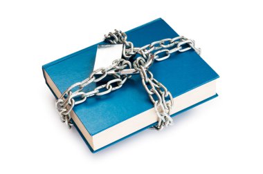 Censorship concept with books and chains on white clipart