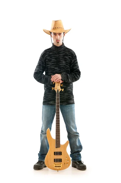 Guitarrista aislado en el fondo blanco — Foto de Stock