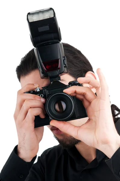 Fotógrafo com a câmera digital — Fotografia de Stock