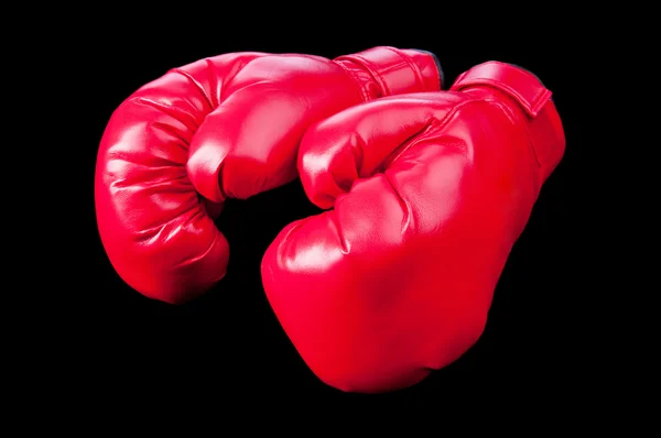 Red boxing gloves isolated on black — Stock Photo, Image