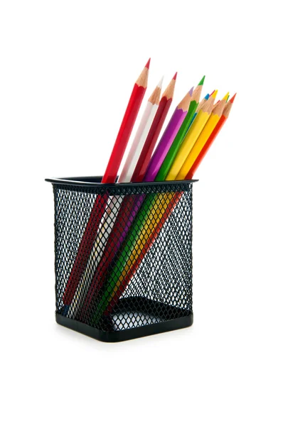 Crayons de couleur isolés sur le blanc — Photo