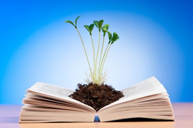 Knowledge concept with books and seedlings clipart