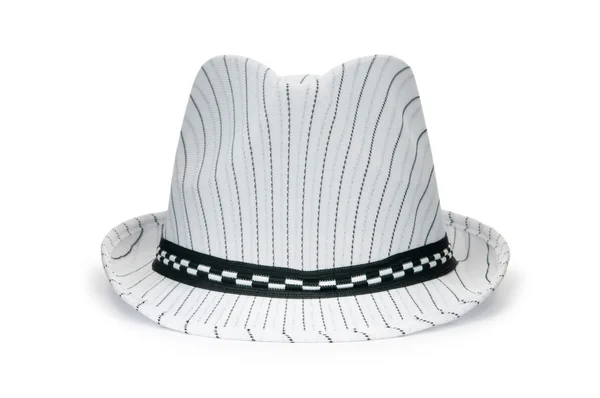 Chapéu branco forrado isolado — Fotografia de Stock