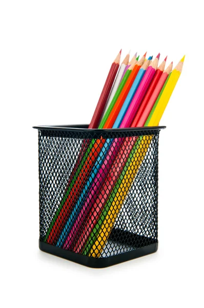 Renkli kalemler üzerinde beyaz izole — Stok fotoğraf