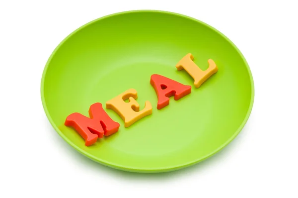 Plate with letters on the white background — Stock Photo, Image