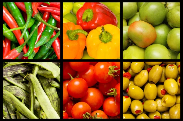 Collage of many fruits and vegetables Stock Image