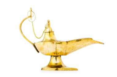Ancient lamp isolated on the white clipart
