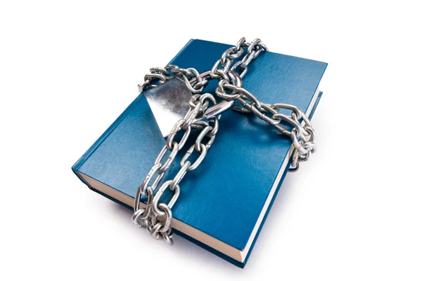 Censorship concept with books and chains on white — Stock Photo, Image
