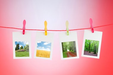 Picture frames with nature photos clipart