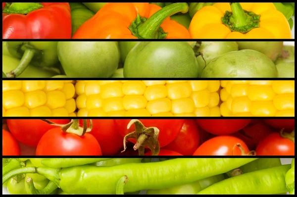 Kolaż wielu owoców i warzyw — Zdjęcie stockowe