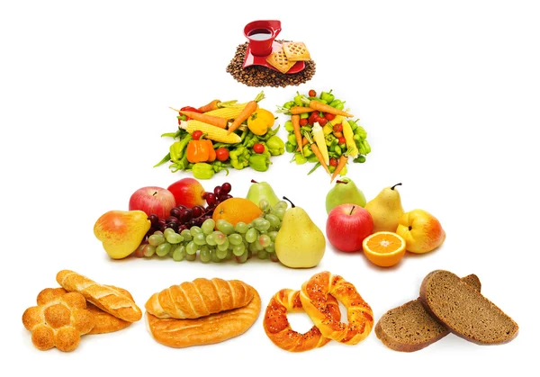 Pirámide de alimentos con muchos artículos — Foto de Stock