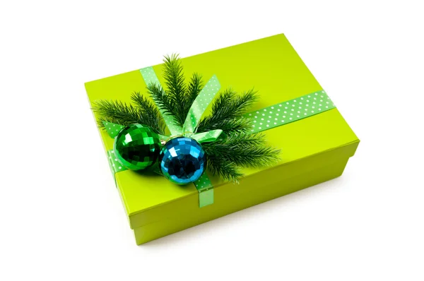 Christmas concept with decoration and giftbox — Stock Photo, Image