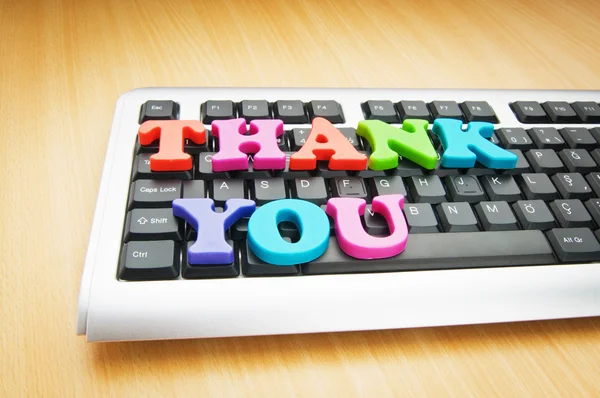 Thank you message on the keyboard — Stock Photo, Image