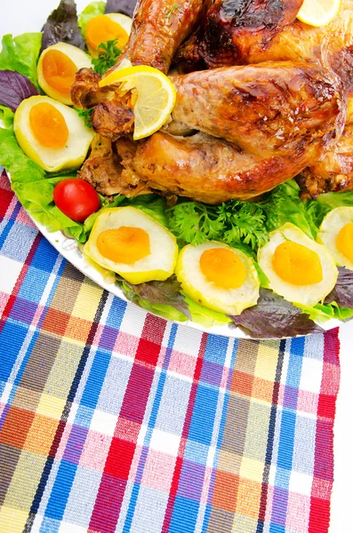 stock image Roasted turkey on the festive table