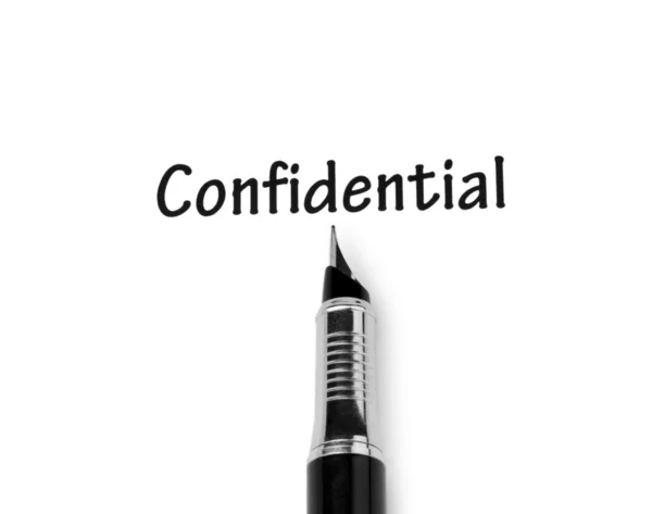 Pen and confidential message on white — Stock Photo, Image